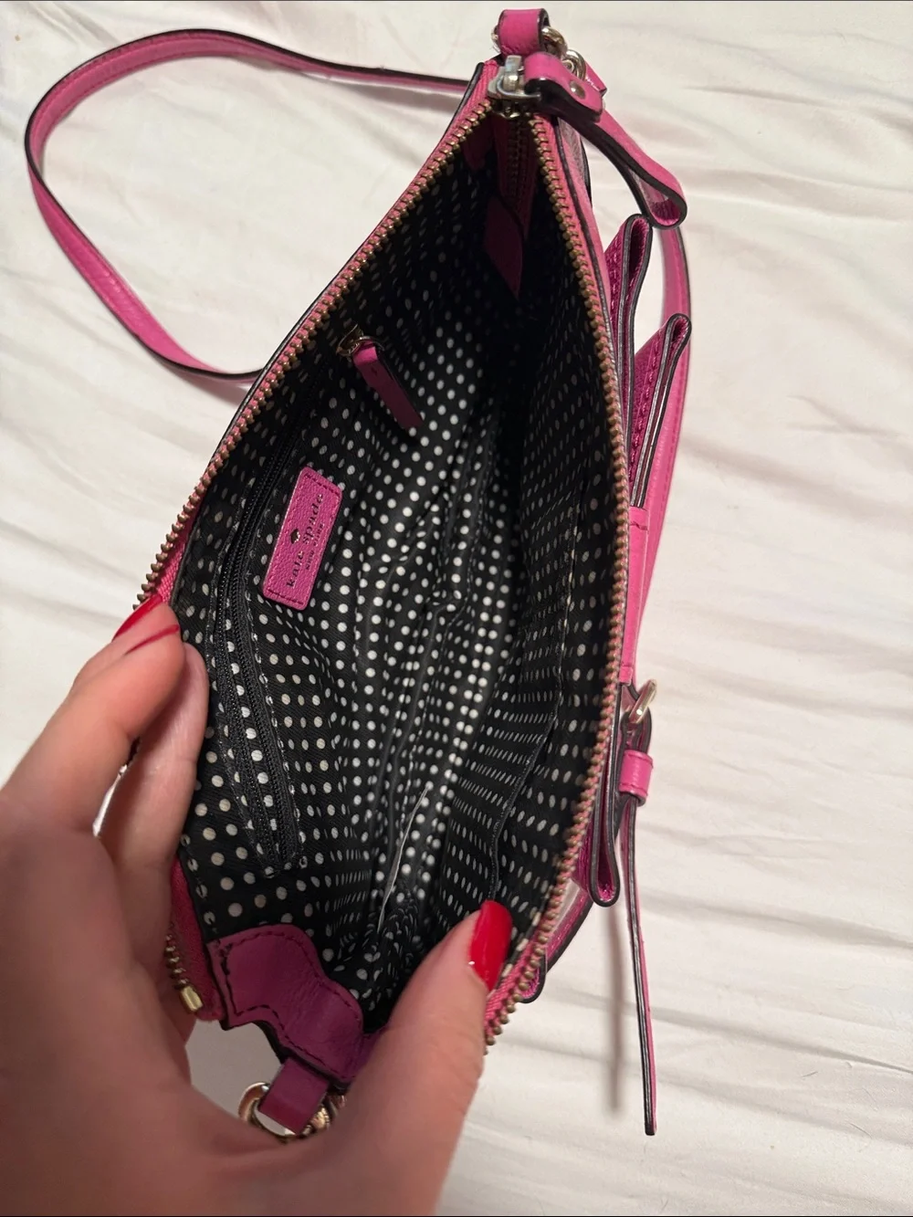 kate spade Hot Pink Leather Crossbody with Bow Accent